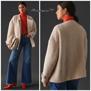 NWT, Anthropologie, Maeve Bouclé Wool Blend Double Breasted Coat